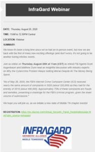 InfraGard webinar announcement